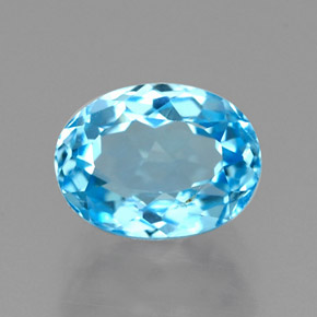 Topaze bleue naturelle coupe ovale, 2,02 ct, VVS