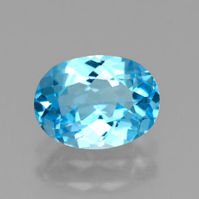 Topaze bleue naturelle coupe ovale, 1,47 ct, VVS