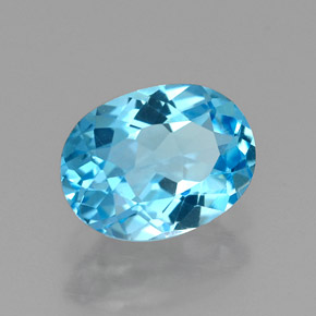 Topaze bleue naturelle coupe ovale, 1,47 ct, VVS