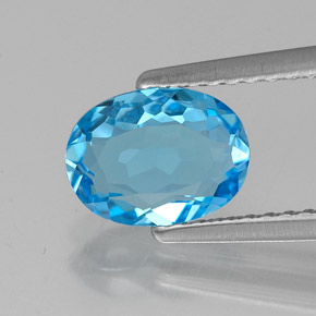 Topaze bleue naturelle coupe ovale, 1,36 ct, VVS
