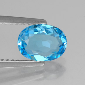 Topaze bleue naturelle coupe ovale, 1,36 ct, VVS
