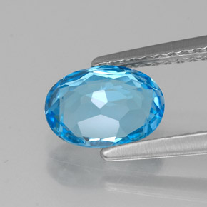 Topaze bleue naturelle coupe ovale, 1,36 ct, VVS