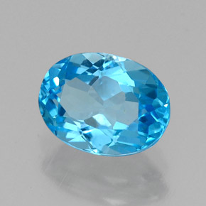 Topaze bleue naturelle coupe ovale, 1,69 ct, VS