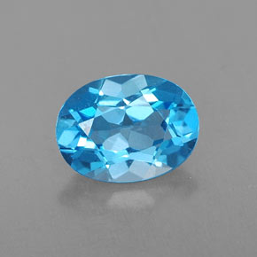Topaze bleue naturelle coupe ovale, 1,64 ct, VVS