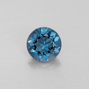 Topaze bleue naturelle coupe roude, 1,45 ct, VVS-VS