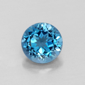 Topaze bleue naturelle coupe roude, 1,65 ct, VVS-VS