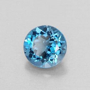 Topaze bleue naturelle coupe roude, 1,65 ct, VVS-VS