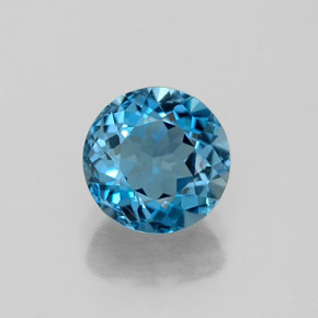 Topaze bleue naturelle coupe roude, 1,53 ct, VVS-VS
