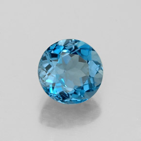 Topaze bleue naturelle coupe roude, 1,53 ct, VVS-VS