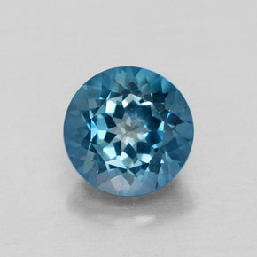 Topaze bleue naturelle coupe roude, 1,82 ct, VVS