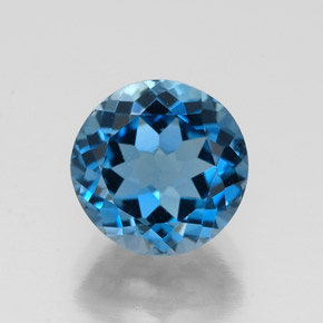 Topaze bleue naturelle coupe roude, 2,62 ct, VVS