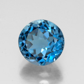 Topaze bleue naturelle coupe roude, 2,62 ct, VVS