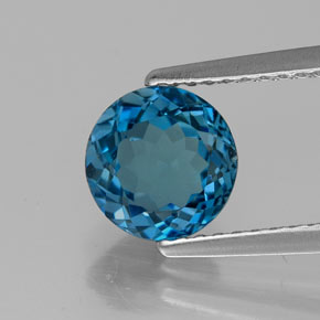Topaze bleue naturelle coupe roude, 1,71 ct, VVS