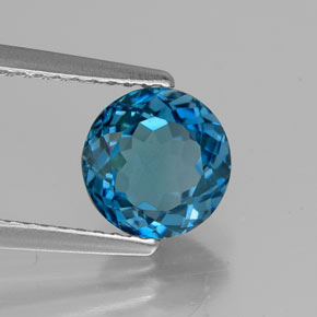 Topaze bleue naturelle coupe roude, 1,71 ct, VVS