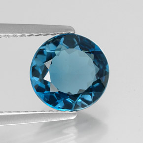 Topaze bleue naturelle coupe roude, 2,05 ct, VVS-VS