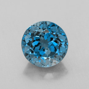 Topaze bleue naturelle coupe roude, 2,60 ct, VVS-VS