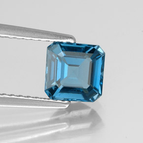 Topaze bleue naturelle taille émeraude, 1,27 ct, VVS