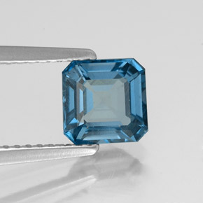 Topaze bleue naturelle taille émeraude, 1,31 ct, VS