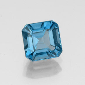 Topaze bleue naturelle taille émeraude, 1,47 ct, VVS