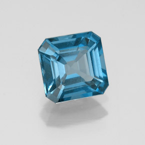Topaze bleue naturelle taille émeraude, 1,23 ct, VS