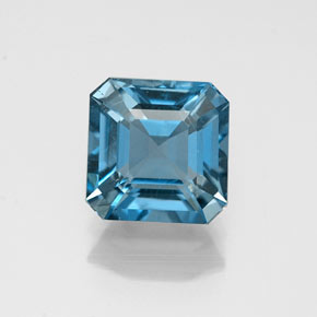 Topaze bleue naturelle taille émeraude, 1,37 ct, VS