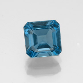 Topaze bleue naturelle taille émeraude, 1,50 ct, VS