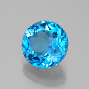 Topaze bleue naturelle coupe roude, 2,29 ct, VVS