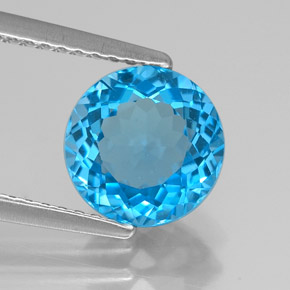 Topaze bleu suisse naturelle coupe roude, 2,46 ct, VVS