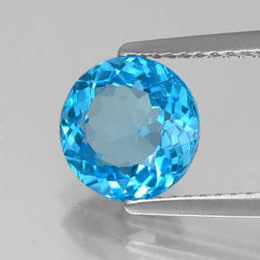 Topaze bleu suisse naturelle coupe roude, 2,46 ct, VVS