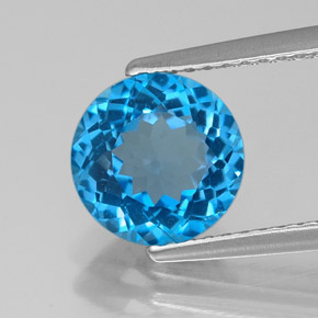 Topaze bleue naturelle coupe roude, 2,18 ct, VVS