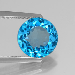 Topaze bleue naturelle coupe roude, 2,18 ct, VVS