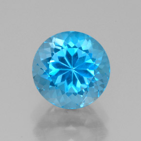 Topaze bleue naturelle coupe roude, 2,78 ct, VVS