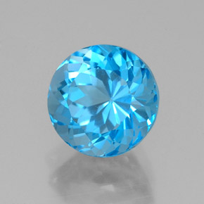 Topaze bleue naturelle coupe roude, 2,78 ct, VVS
