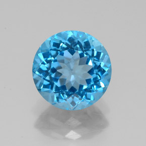 Topaze bleue naturelle coupe roude, 2,24 ct, VVS