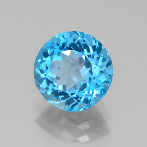 Topaze bleue naturelle coupe roude, 2,24 ct, VVS