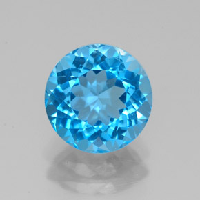 Topaze bleue naturelle coupe roude, 2,30 ct, VVS