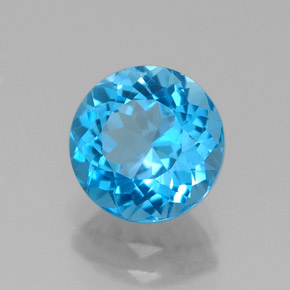 Topaze bleue naturelle coupe roude, 2,30 ct, VVS