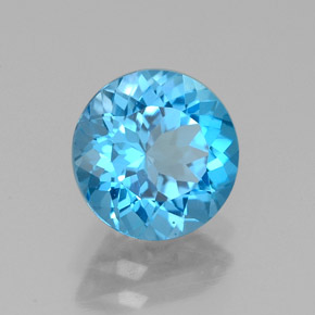 Topaze bleue naturelle coupe roude, 2,21 ct, VVS