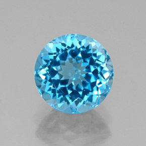 Topaze bleue naturelle coupe roude, 2,59 ct, VVS