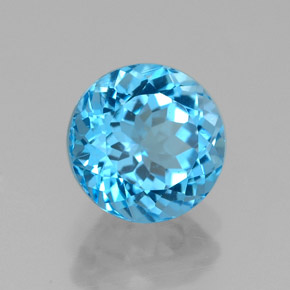 Topaze bleue naturelle coupe roude, 2,59 ct, VVS