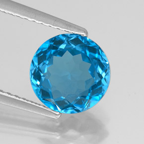 Topaze bleue naturelle coupe roude, 2,35 ct, VVS-VS