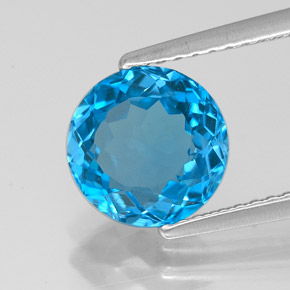 Topaze bleue naturelle coupe roude, 2,35 ct, VVS-VS