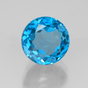 Topaze bleue naturelle coupe roude, 4,17 ct, VVS-VS