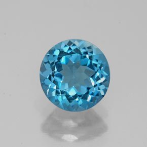 Topaze bleue naturelle coupe roude, 1,63 ct, VS