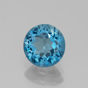 Topaze bleue naturelle coupe roude, 1,63 ct, VS