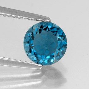 Topaze bleue naturelle coupe roude, 1,55 ct, VVS-VS