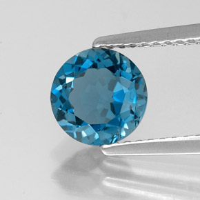 Topaze bleue naturelle coupe roude, 1,55 ct, VVS-VS