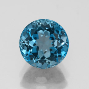 Topaze bleue naturelle coupe roude, 2,92 ct, VVS