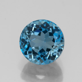 Topaze bleue naturelle coupe roude, 3,19 ct, VVS