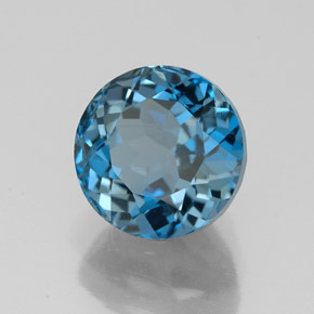 Topaze bleue naturelle coupe roude, 3,19 ct, VVS